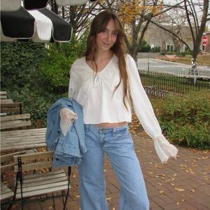 Cream silky lace long sleeve